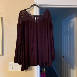 Lane Bryant maroon blouse.